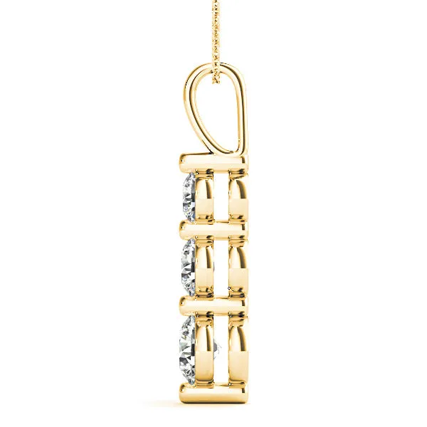 Shared Prong 1.00 ctw Diamond Three Stone Necklace Pendant