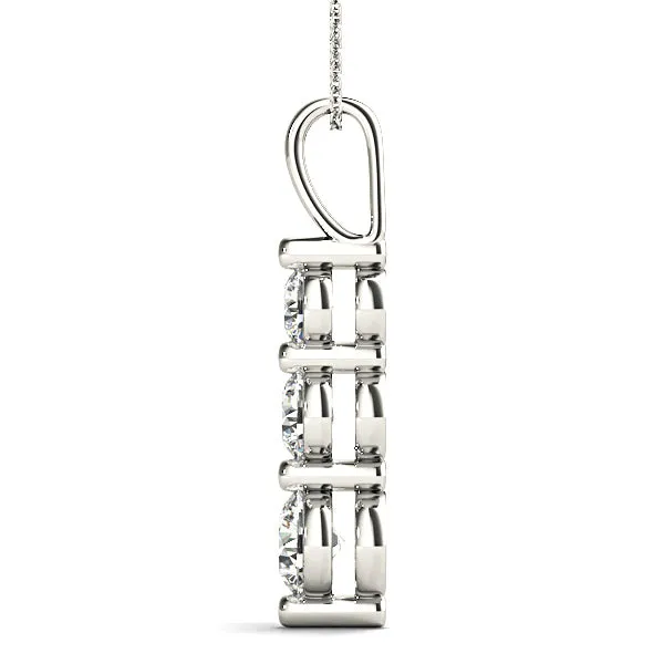 Shared Prong 1.00 ctw Diamond Three Stone Necklace Pendant