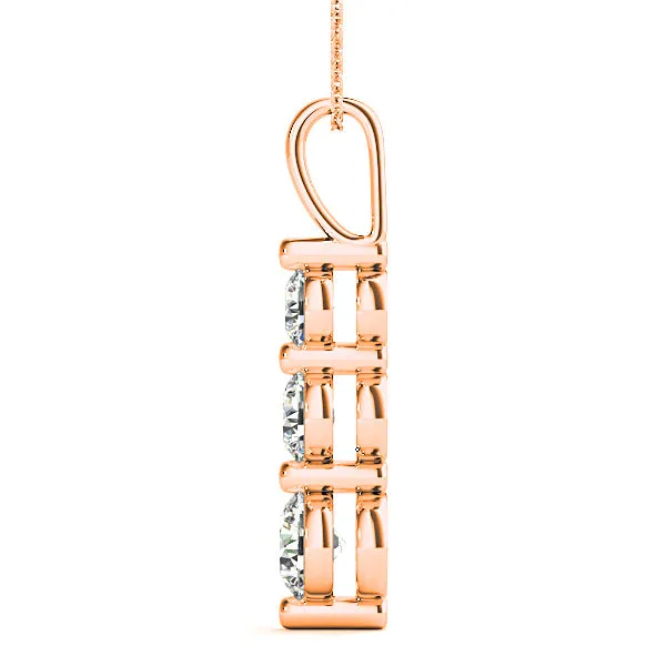 Shared Prong 1.00 ctw Diamond Three Stone Necklace Pendant