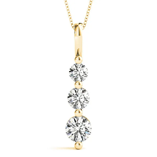 Shared Prong 1.00 ctw Diamond Three Stone Necklace Pendant