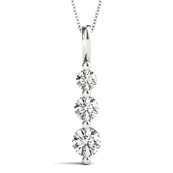 Shared Prong 1.00 ctw Diamond Three Stone Necklace Pendant