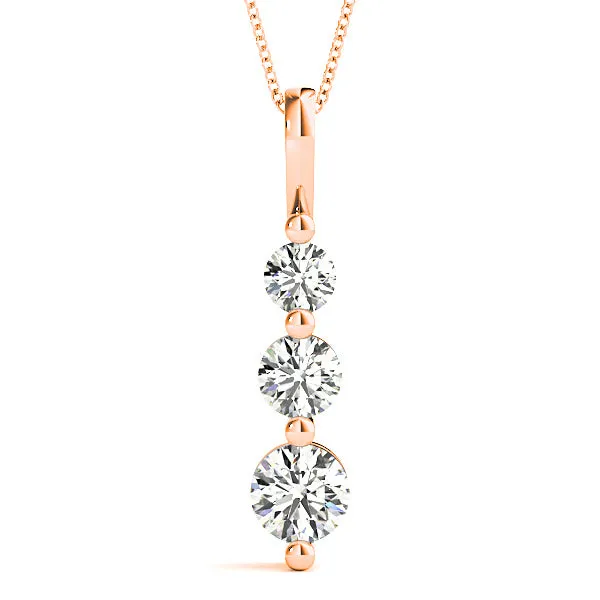 Shared Prong 1.00 ctw Diamond Three Stone Necklace Pendant