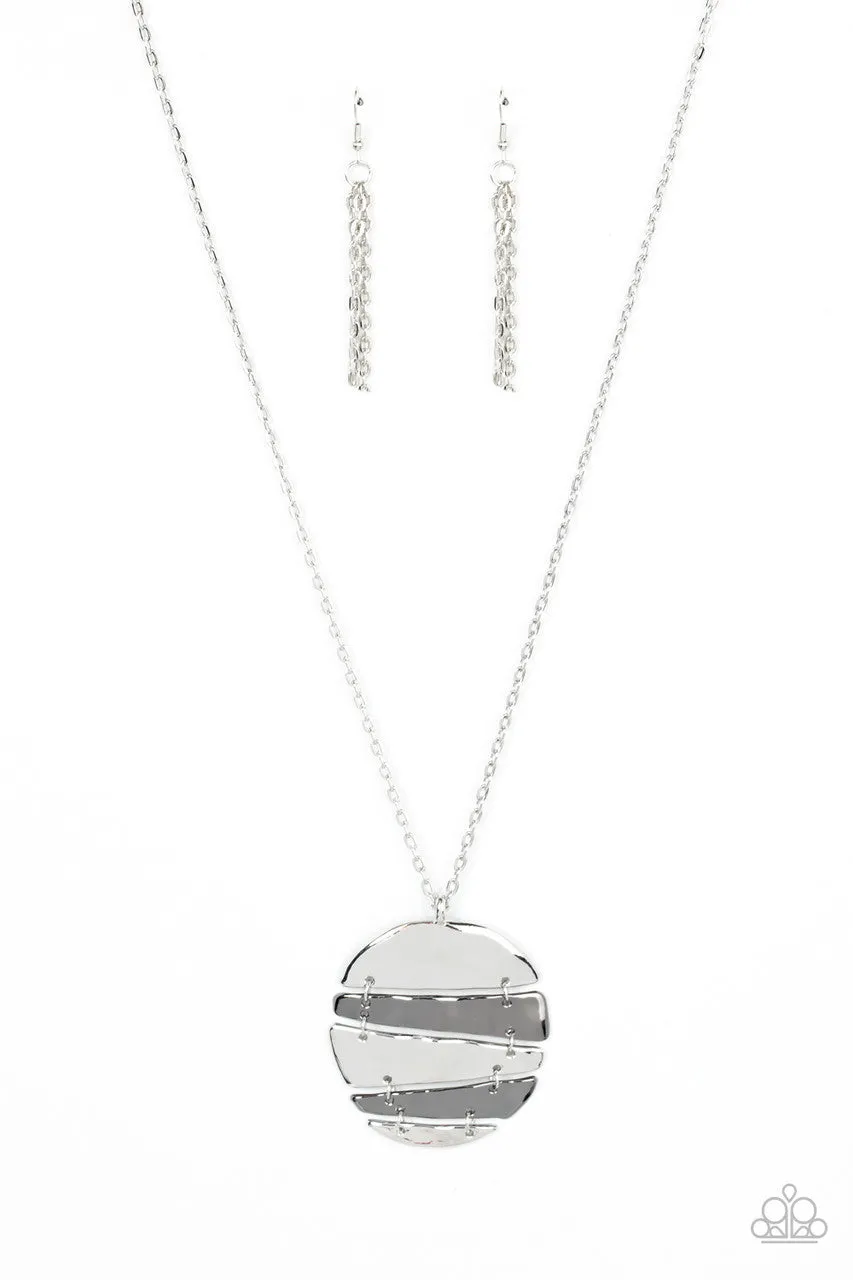 Shattered Sunset - Silver - and Gunmetal Mixed Metal Paparazzi Long Necklace