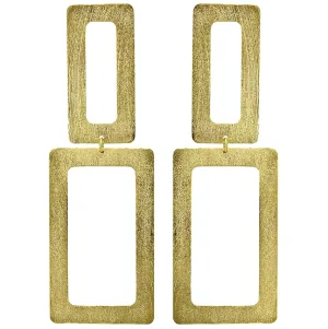 Sheila Fajl Double Rectangle Earrings - Brushed Gold