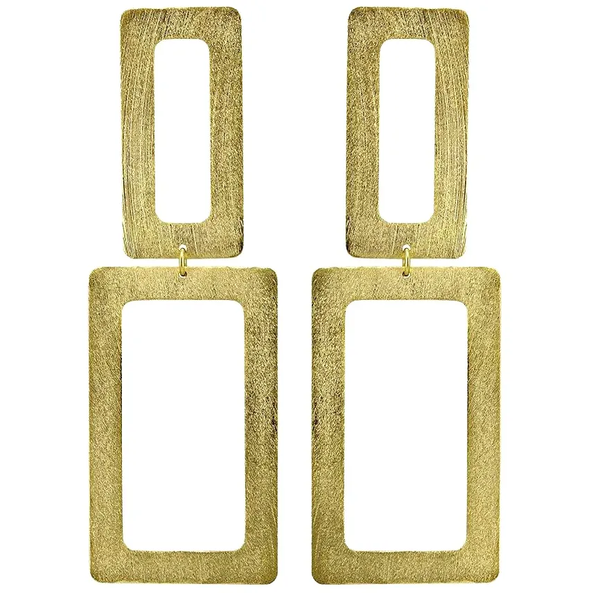 Sheila Fajl Double Rectangle Earrings - Brushed Gold
