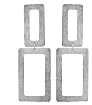 Sheila Fajl Double Rectangle Earrings - Silver
