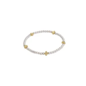 Signature Cross Small Pearl Pattern 3mm Bead Bracelet