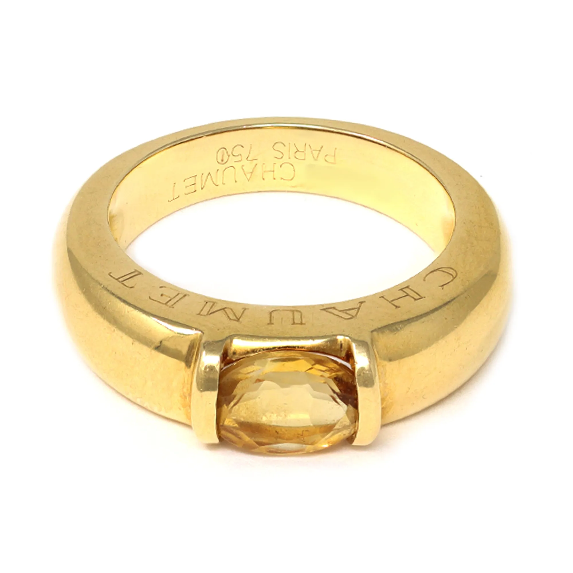 Signed Chaumet Paris Citrine Ring in 18k