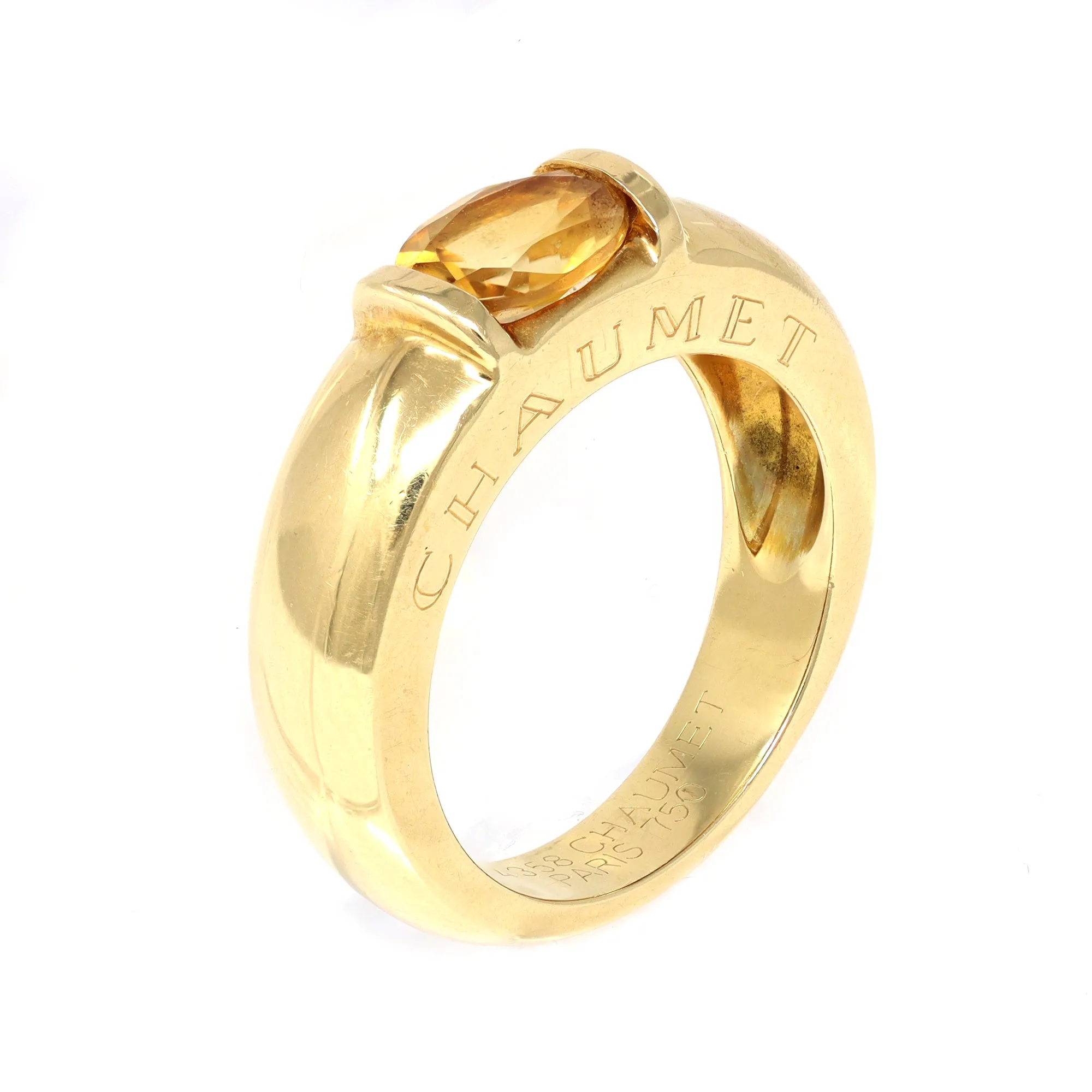 Signed Chaumet Paris Citrine Ring in 18k