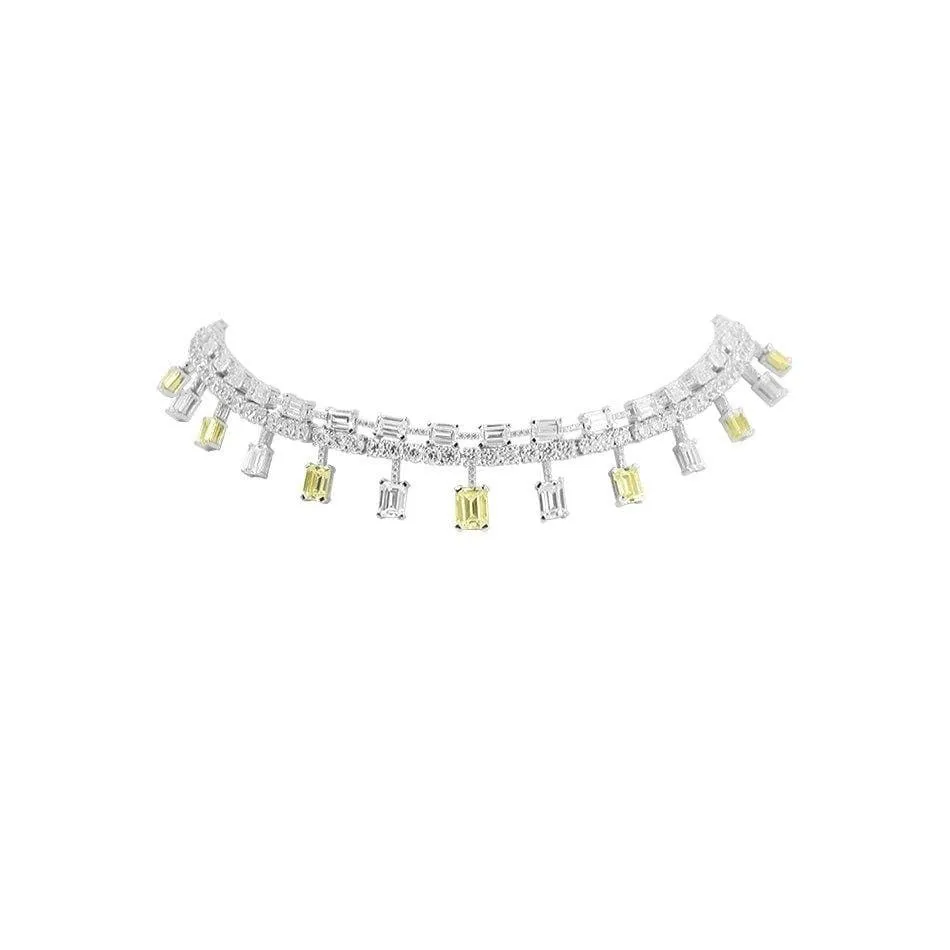 Silver Choker Necklace Diamond Imitation Riri