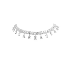 Silver Choker Necklace Diamond Imitation Riri
