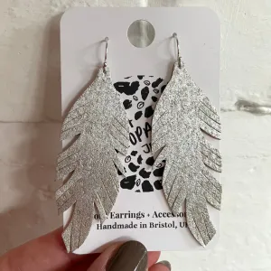 Silver Feather Earrings Cork