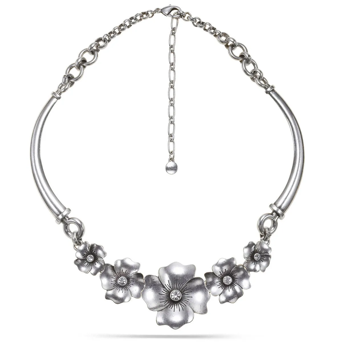 SILVER FLOWER  NECKLACES #298SV1101 (9D4/8C6/6F4/8F3/8F4)