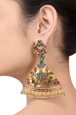 Silver Gold Plated Maurya feather earrings