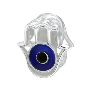 Silver Hamsa Evil Eye Charm Bead