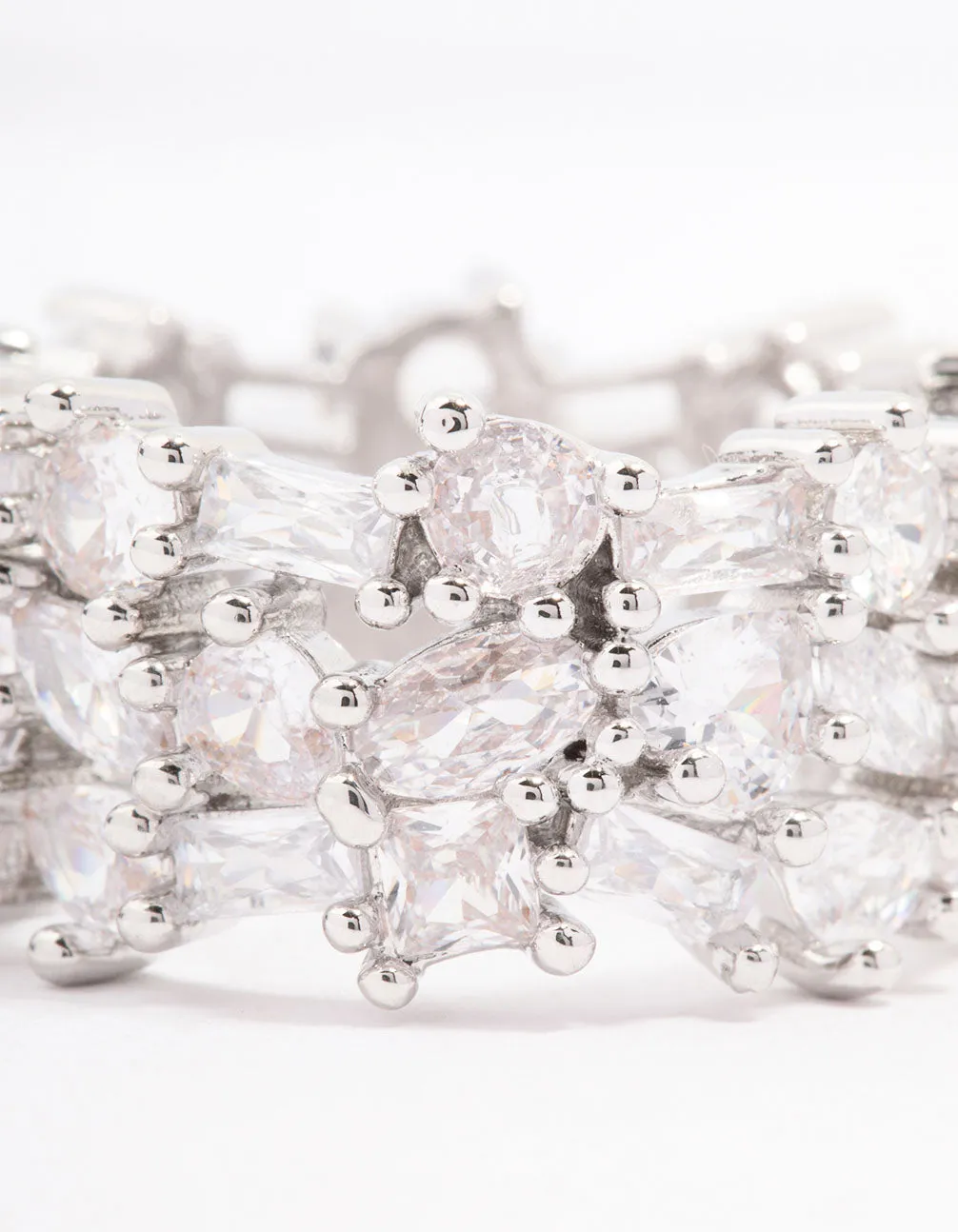 Silver Mixed Stone Cubic Zirconia Band Ring