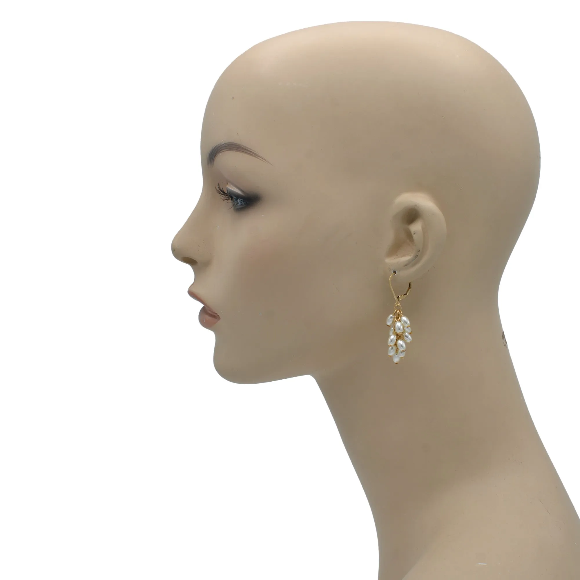 SILVER PEARL TASSEL EARRINGS #SQHX092006S(NC16)