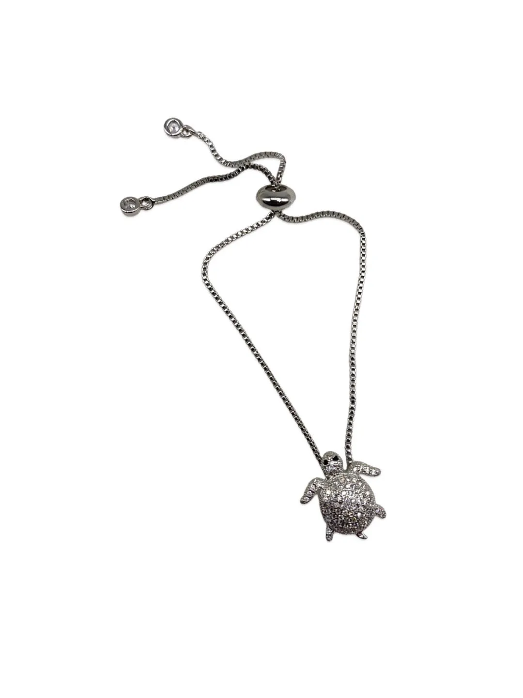 Silver Plated Tortoise American Diamond Bracelet