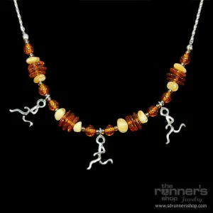 Silver "Hermes" Runner Three w/ Amber Necklace