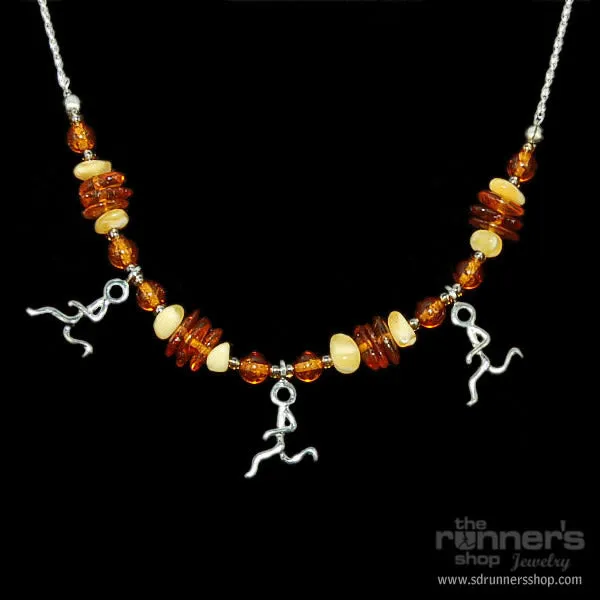 Silver "Hermes" Runner Three w/ Amber Necklace