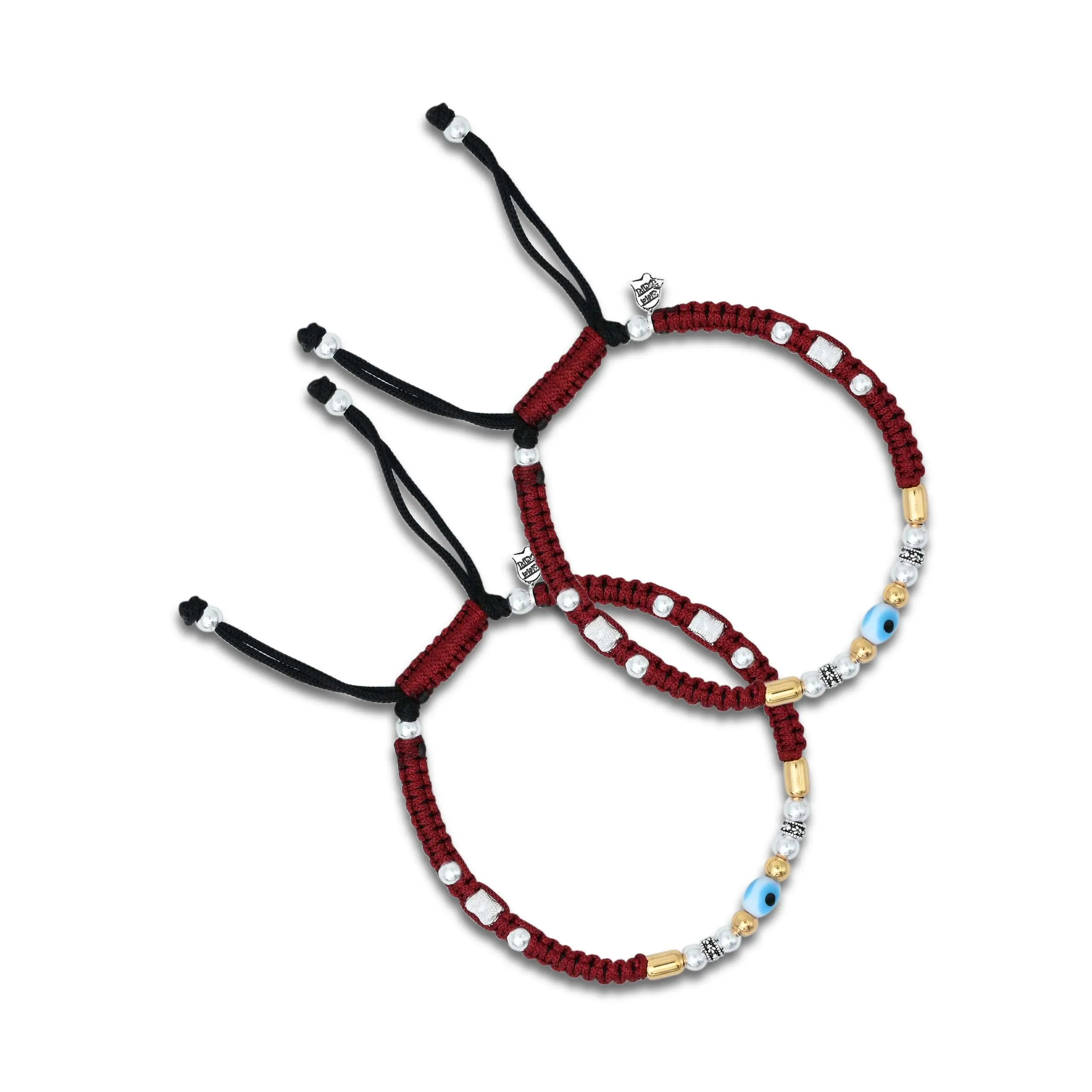 Silver Versatile Golden Beaded Evil Eye Red Thread Anklets