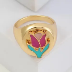 simple rose flower adjustable ring JLTR0543