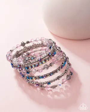 Sizzling Stack - Multi Coil Bracelet - Pink Diamond Exclusive - Paparazzi Accessories