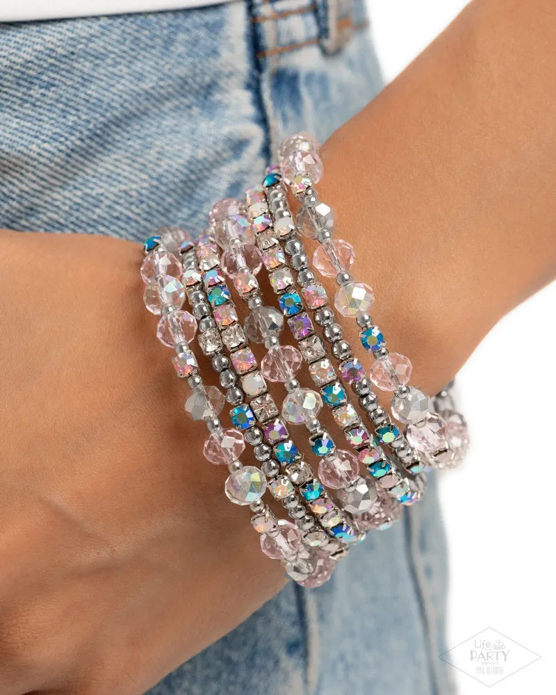 Sizzling Stack - Multi Coil Bracelet - Pink Diamond Exclusive - Paparazzi Accessories