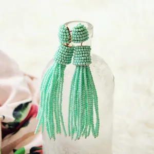 Sloane Tassel Earrings in Mint