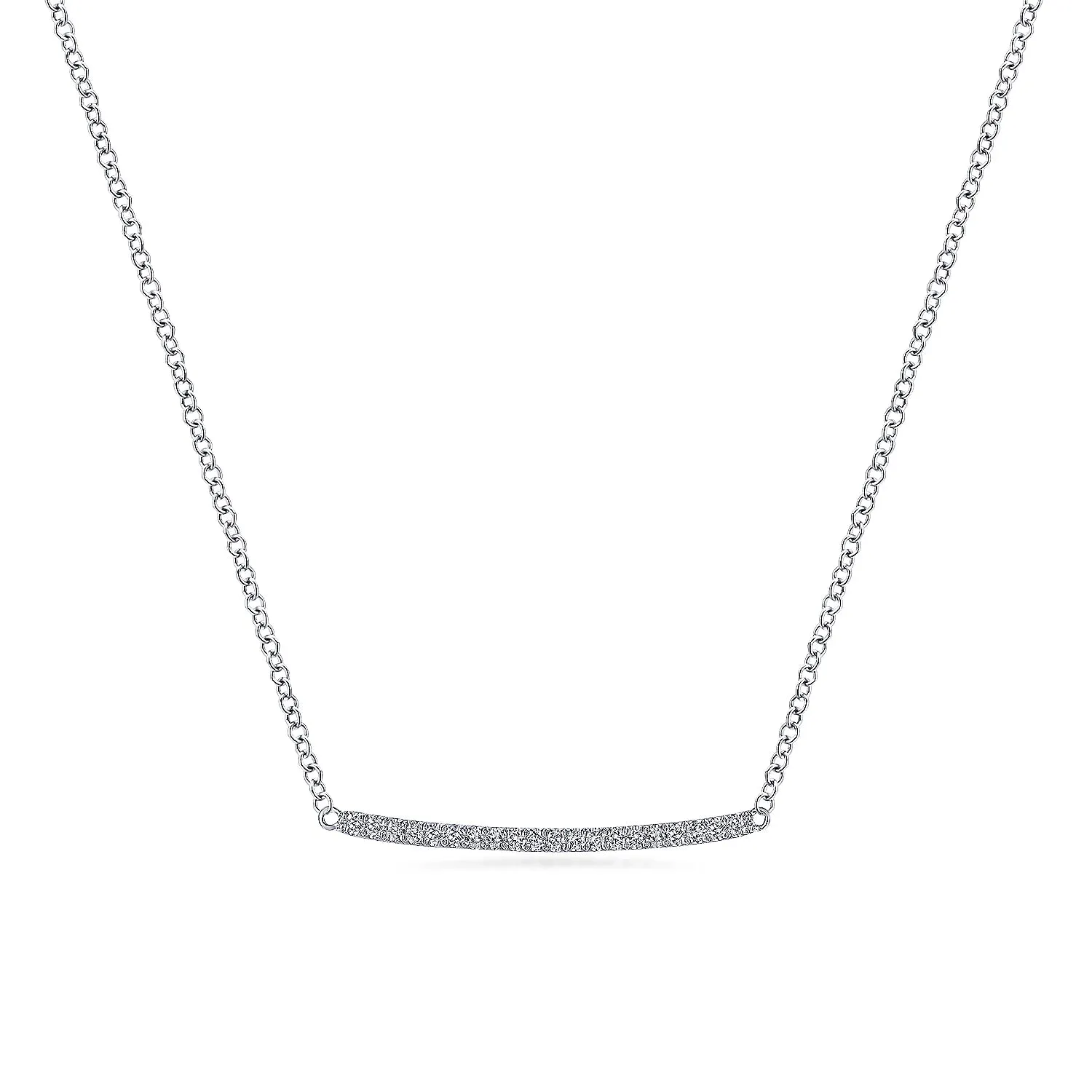Small Curved Pavé Diamond Bar Necklace