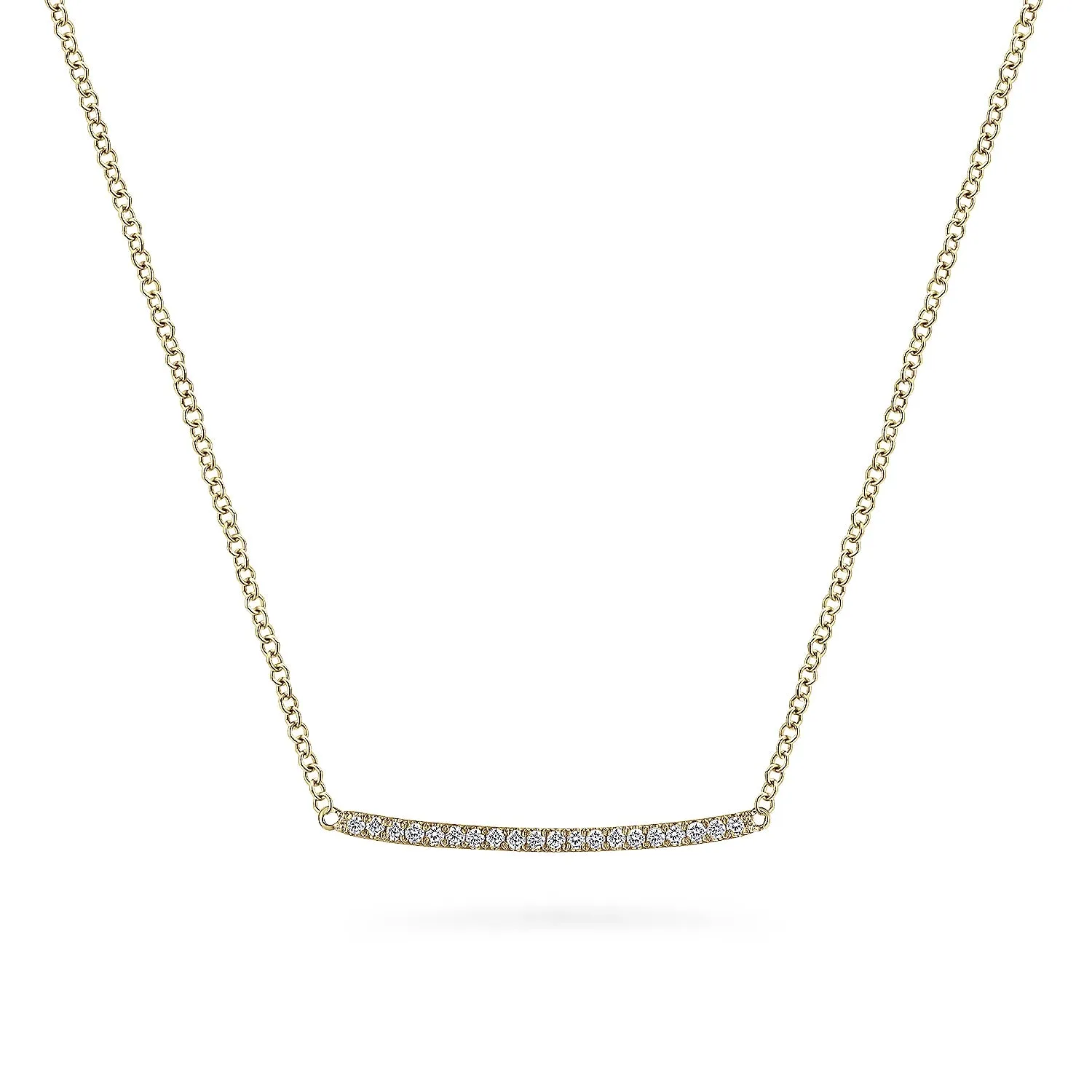 Small Curved Pavé Diamond Bar Necklace