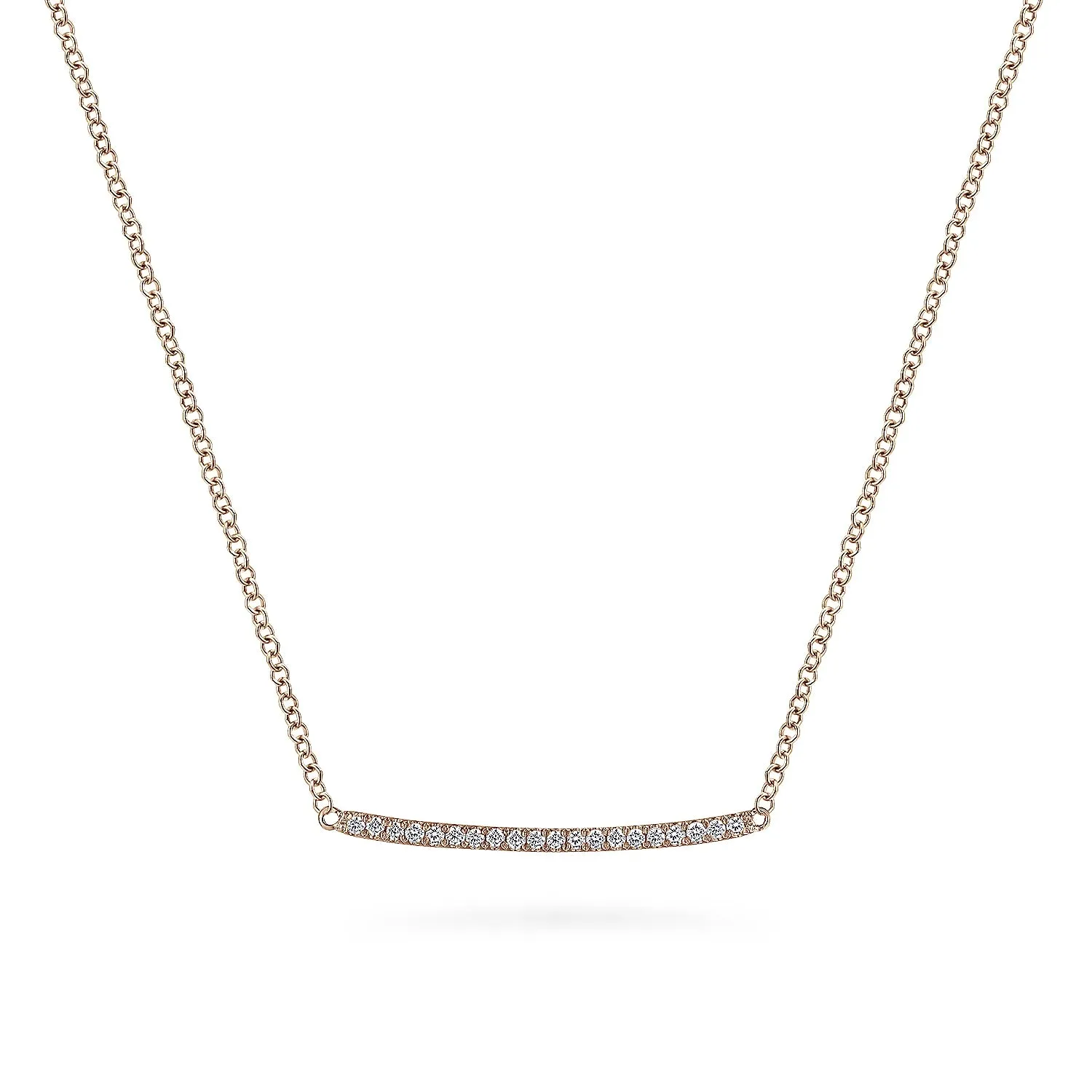 Small Curved Pavé Diamond Bar Necklace