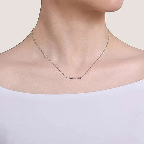 Small Curved Pavé Diamond Bar Necklace