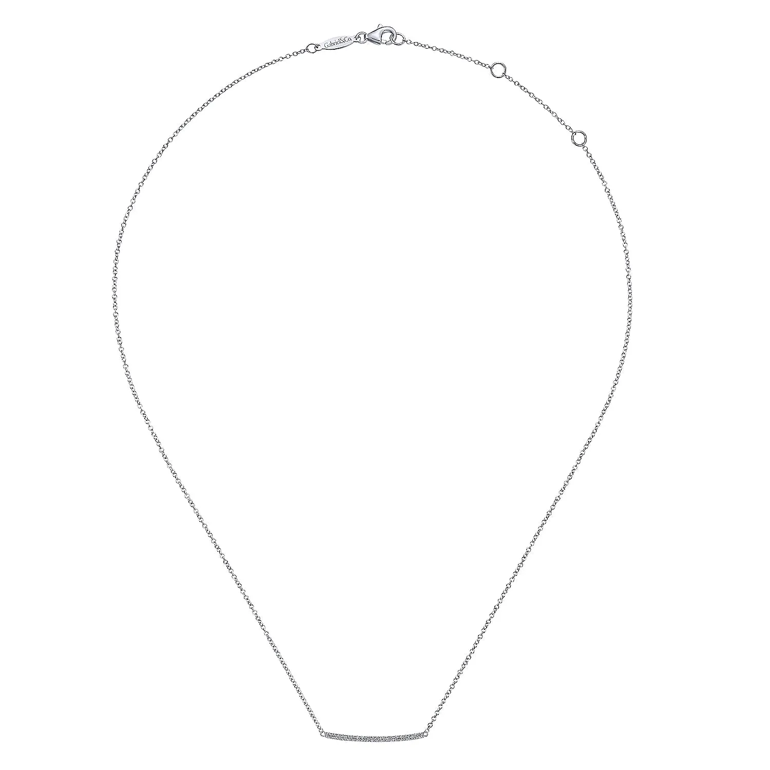 Small Curved Pavé Diamond Bar Necklace