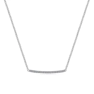 Small Curved Pavé Diamond Bar Necklace