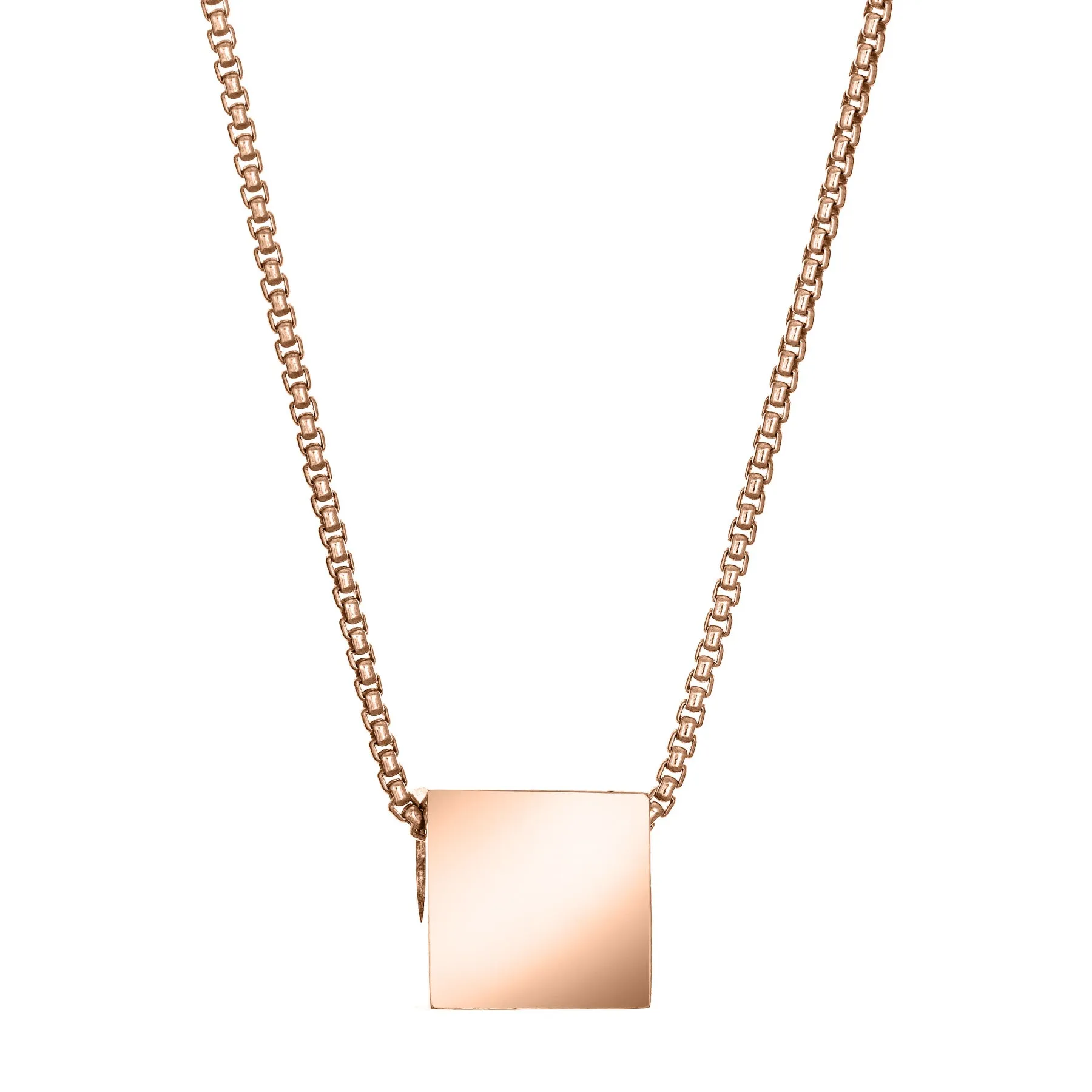 Small Sliding Square Cremation Necklace in 14K Rose Gold