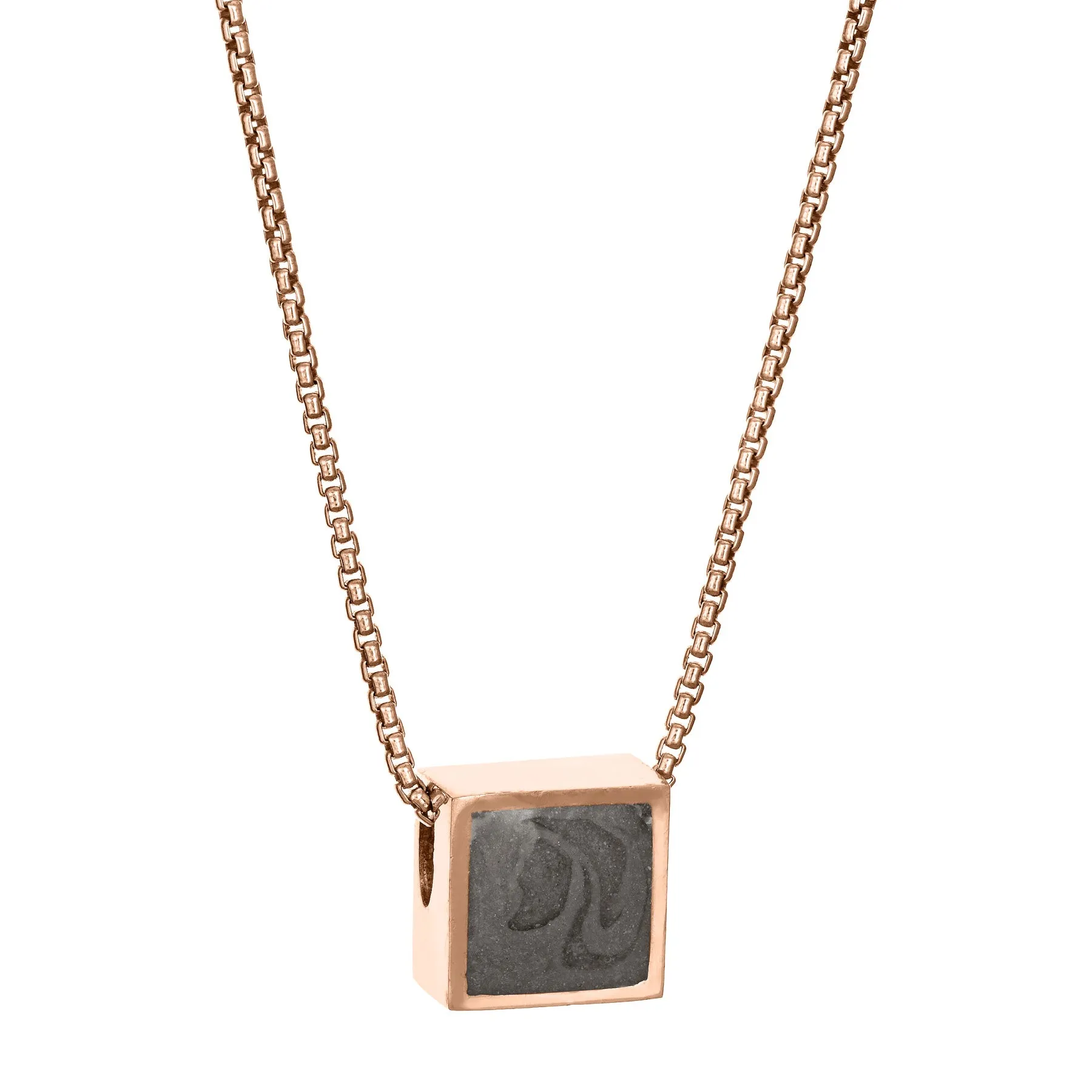 Small Sliding Square Cremation Necklace in 14K Rose Gold