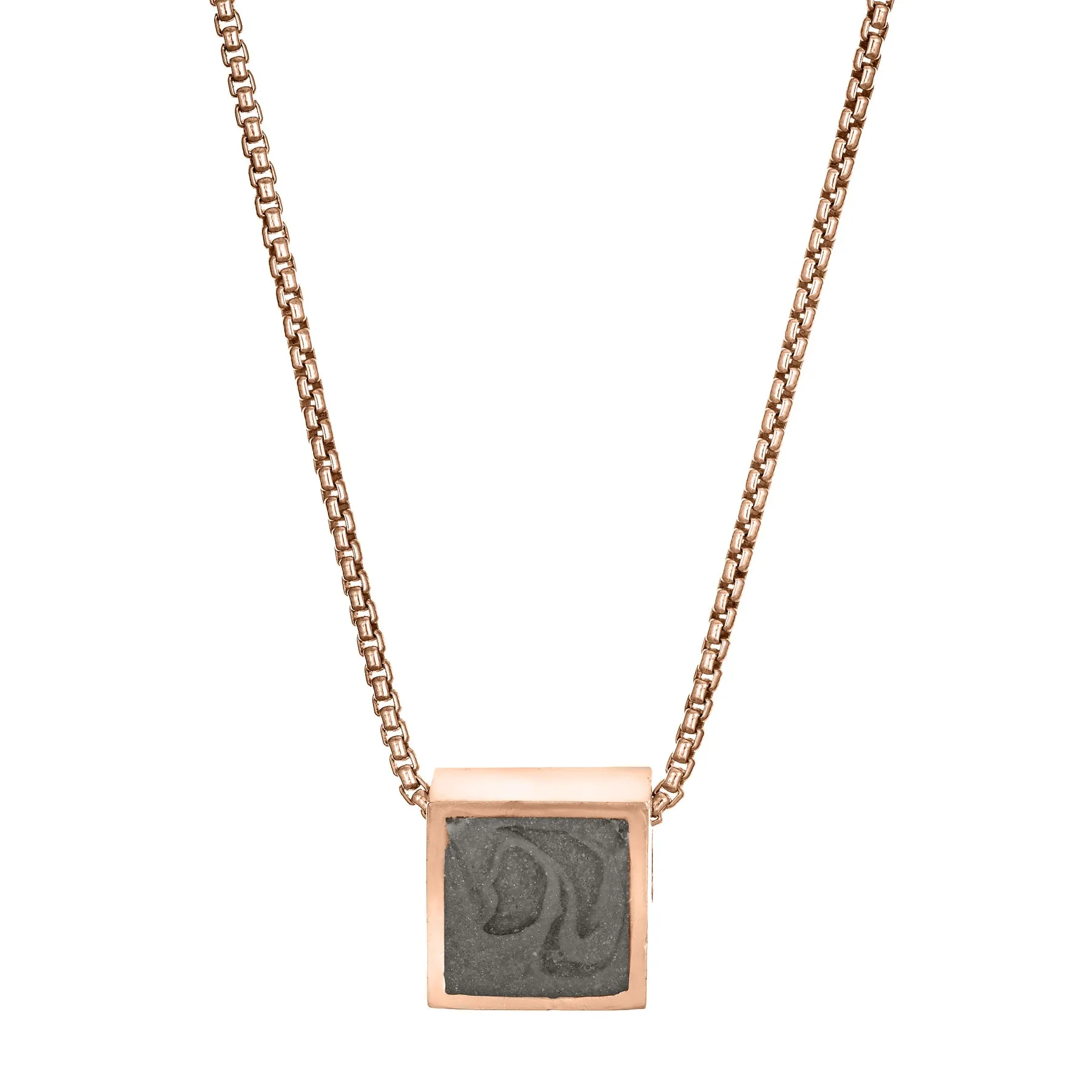 Small Sliding Square Cremation Necklace in 14K Rose Gold