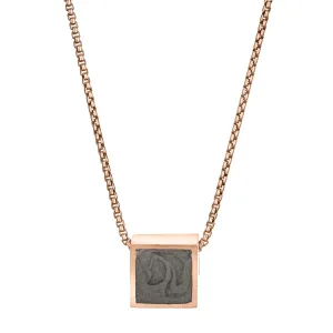 Small Sliding Square Cremation Necklace in 14K Rose Gold