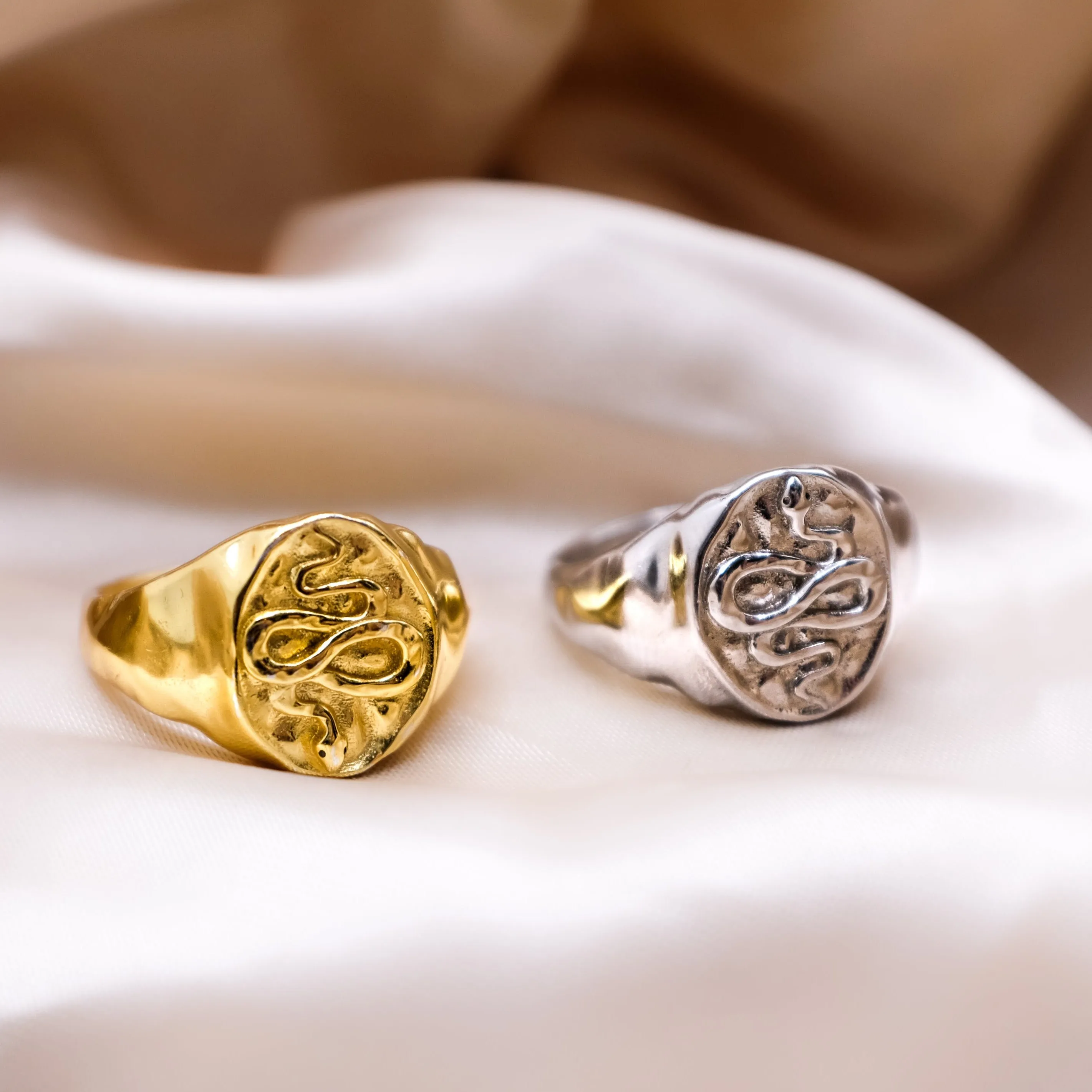 Snake Signet Ring - Silver