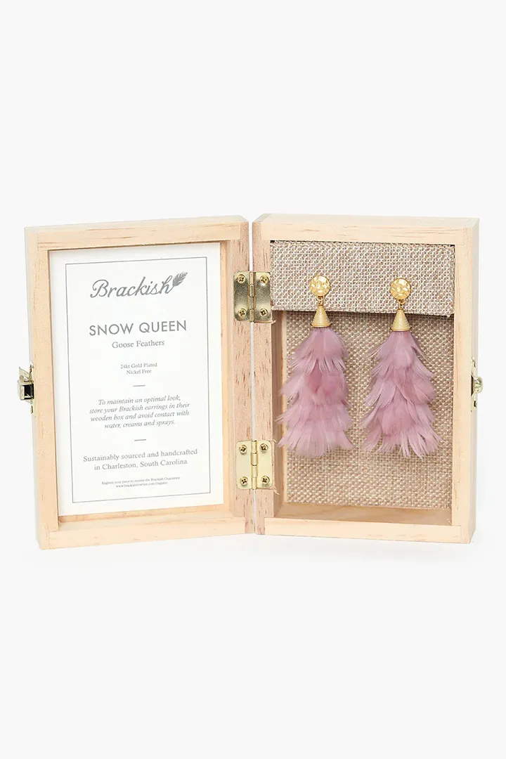 SNOW QUEEN FEATHER EARRINGS
