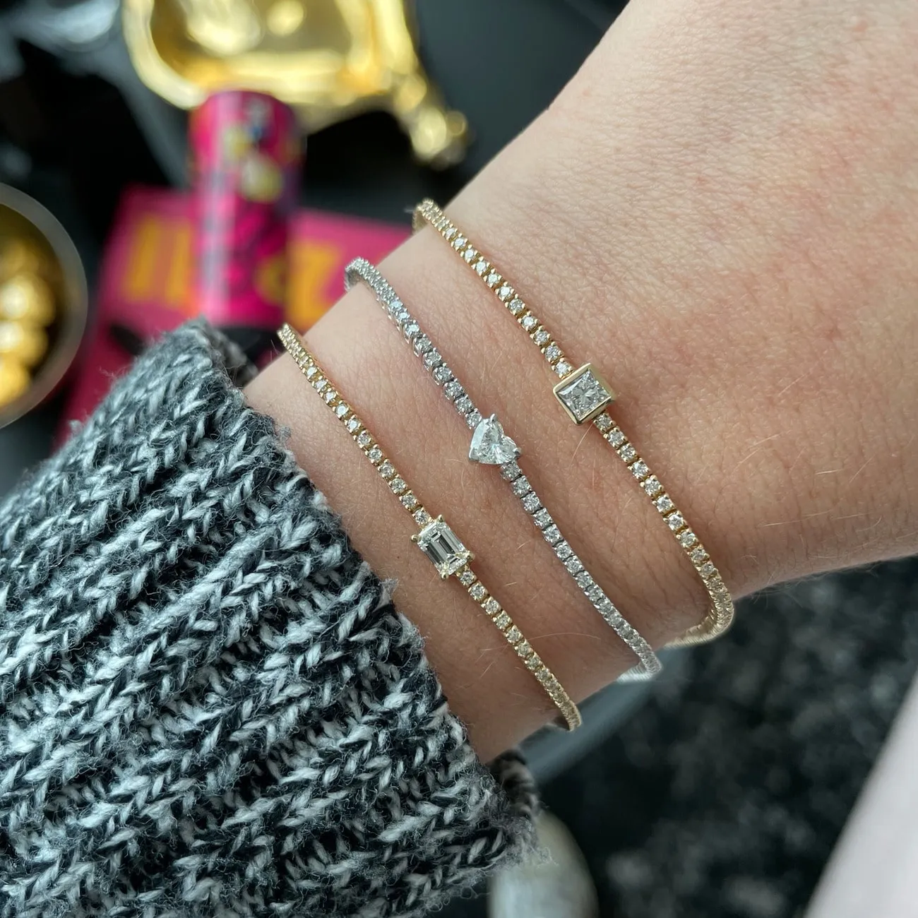 Solitaire Bezel Diamond Tennis Bracelet