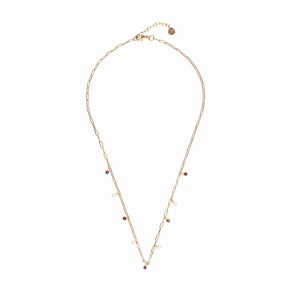 Spontaneous Garnet Rose Quartz Gold Plated Necklace