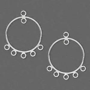 SS Circle Chandelier Drop - 19mm Round 6 Loops - Sterling Silver - Package of 22