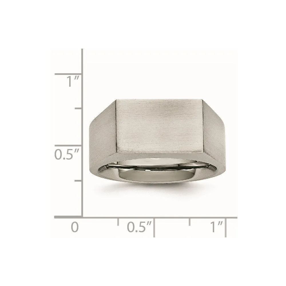Stainless Steel Brushed and Polished Signet Ring