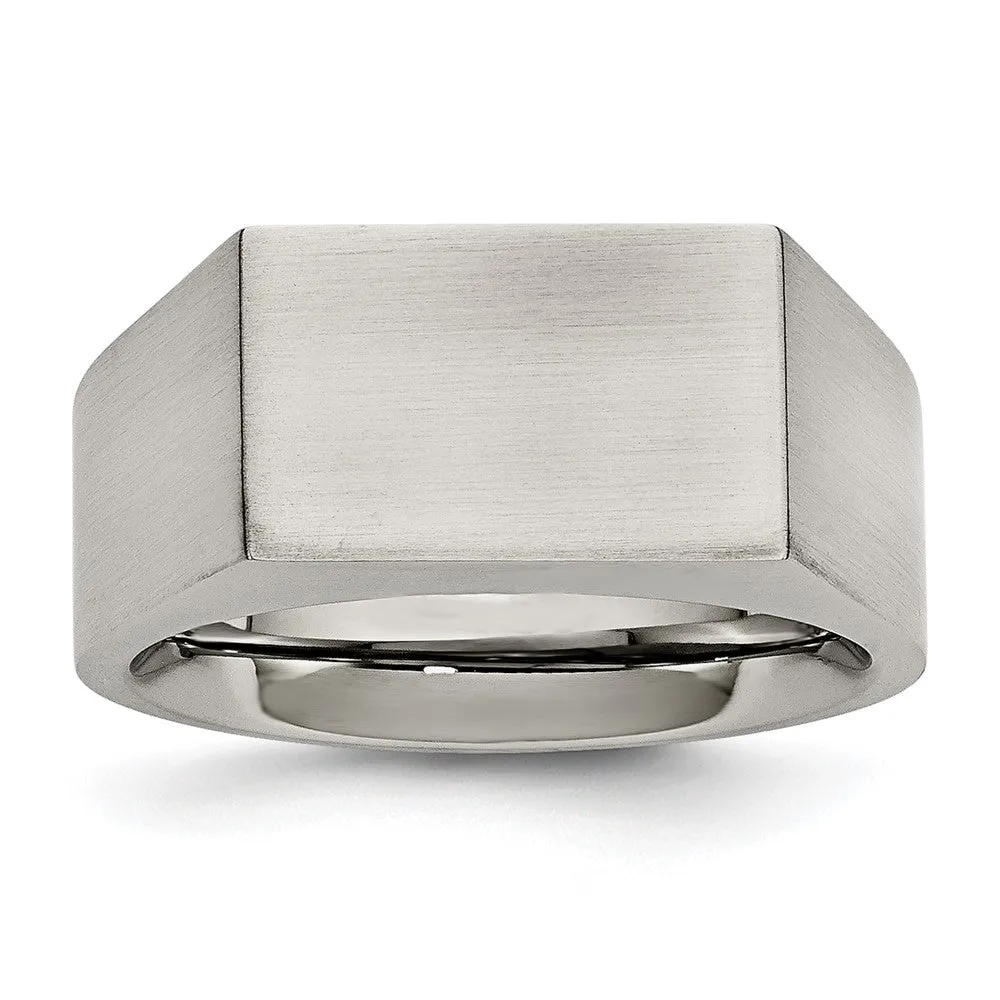 Stainless Steel Brushed and Polished Signet Ring
