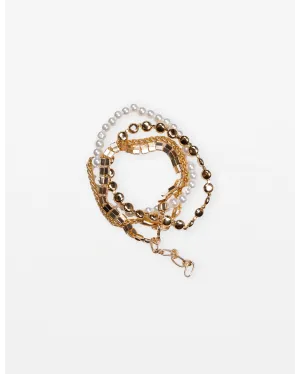 Stella   Gemma - Set of 4 Gold and Pearl Bracelet