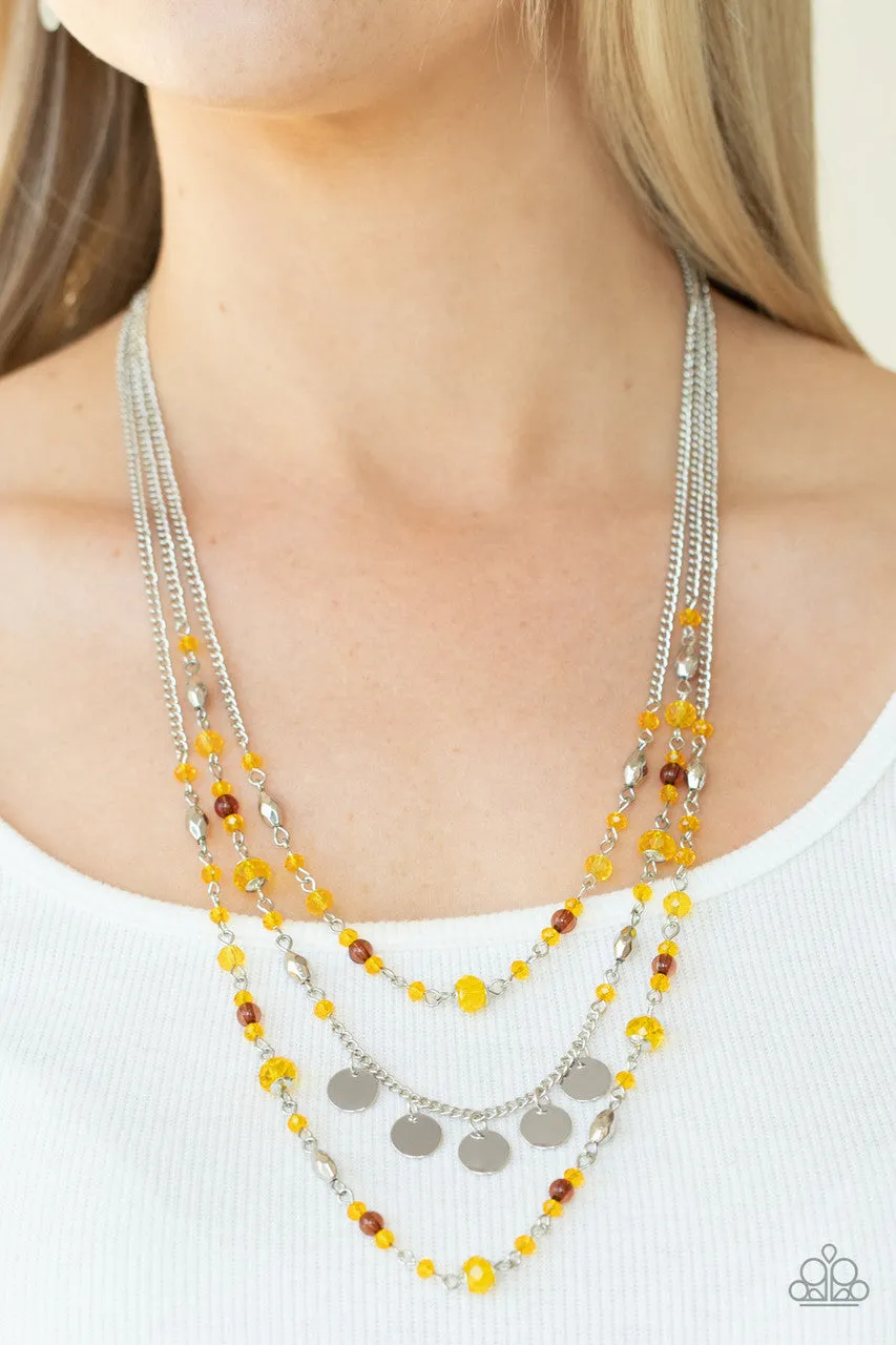 Step Out of My Aura Yellow Paparazzi Necklace