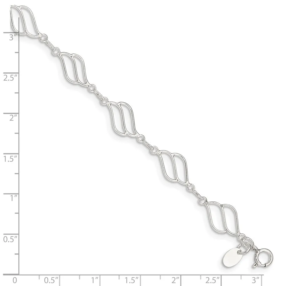 Sterling Silver 10inch Fancy Polished Anklet