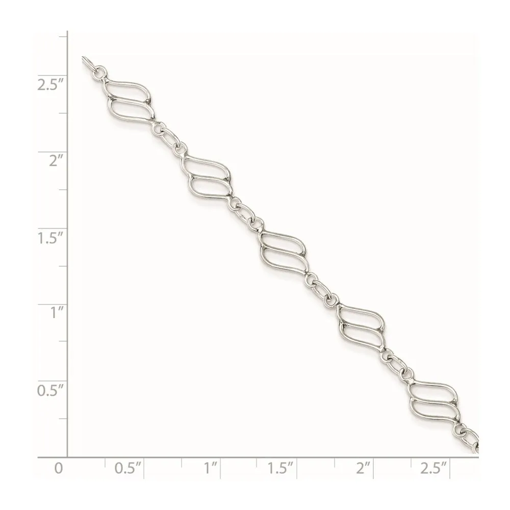 Sterling Silver 10inch Fancy Polished Anklet